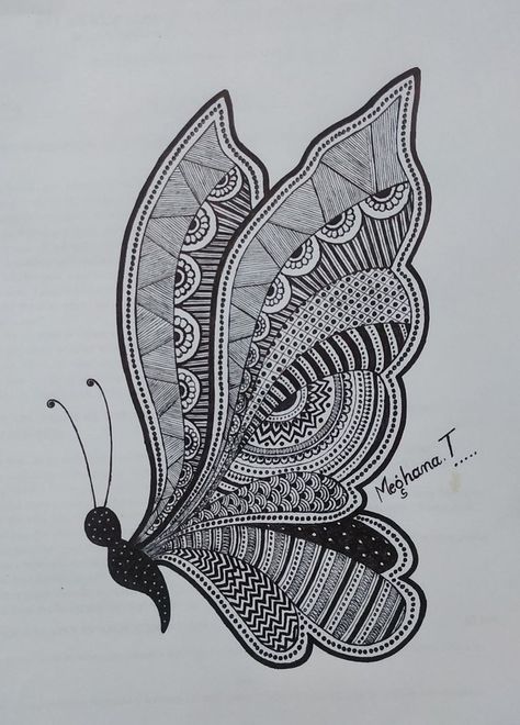 Butterfly Drawing Mandala Art, Butterfly Mandala Design, Butterfly Mandala Art, Pencil Drawing Images, Easy Mandala Drawing, Butterfly Mandala, Boho Art Drawings, Pencil Sketch Images, Mandala Art Therapy