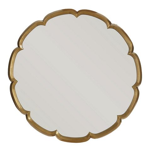 Sway Mirror Brass Mirror Bathroom, Scallop Mirror, French Cleat Hanger, Scalloped Mirror, Hall House, Dining Room Buffet, French Cleat, Brass Mirror, Oval Mirror