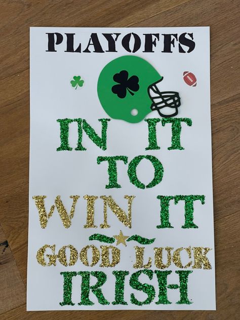 A lot of glitter, white card stock, stickers, helmet cutouts Football Locker Poster Ideas, Playoff Football Signs High Schools, Football State Championship Signs, Football Playoff Signs, Playoff Football Signs, Football Spirit Ideas, Football Locker Signs, Football Locker Decorations, Spirit Posters