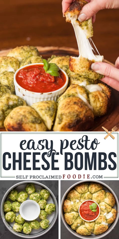 Sauce Pesto, Pesto Cheese, Game Day Party, Biscuit Dough, Best Appetizer Recipes, Cheese Appetizers, Ooey Gooey, Pesto Recipe, Pesto Sauce