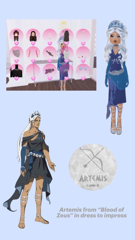 Dress to impress tut on how to make Artemis, goddess of the hunt from “Blood of Zeus.” Artemis Blood Of Zeus, Blood Of Zeus, Goddess Of The Hunt, Greek Goddess Dress, Artemis Goddess, God Goddess, Badtz Maru, Goddess Dress, Greek Goddess