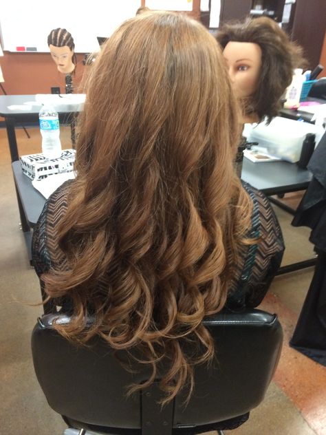 School Portfolio, Curl Enhancer, Curl Styles, Figure 8, Hair Spray, Styling Products, Cosmetology, Length Hair, Curled Hairstyles