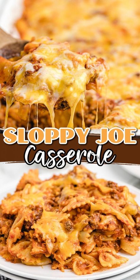 Recipes Using Sloppy Joe Sauce, Easy Dinners For Entertaining Simple, Sloppy Joe Dinner Ideas, Sloppy Joe Hotdish, Ground Beef Dinner Casserole, Southern Food Recipes Dinner, Easy Casserole Recipes For Dinner For 2, Crockpot Sloppy Joe Casserole, Manwich Sloppy Joes Recipes