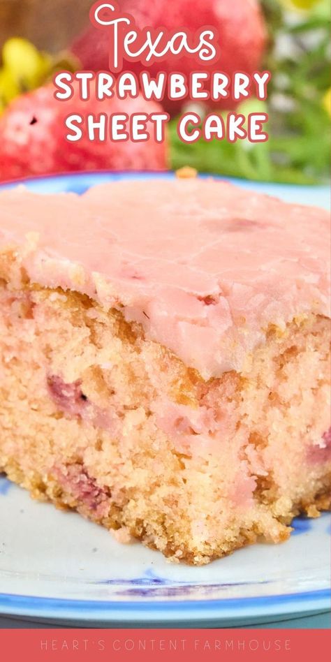 Strawberry Sheet Cake, Strawberry Cake From Scratch, Strawberry Sheet Cakes, Strawberry Cake Easy, Strawberry Icing, Buttermilk Cake, Cake From Scratch, Delicious Dips Recipes, Texas Sheet