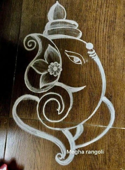 Cute Elephant Rangoli, Rangoli Ganesh Design, Bappa Rangoli Designs, Ganesh Rangoli Design Simple, Ganpati Bappa Rangoli Designs, Ganesh Rangoli Design, Elephant Rangoli, Ganpati Bappa Rangoli, Bappa Rangoli