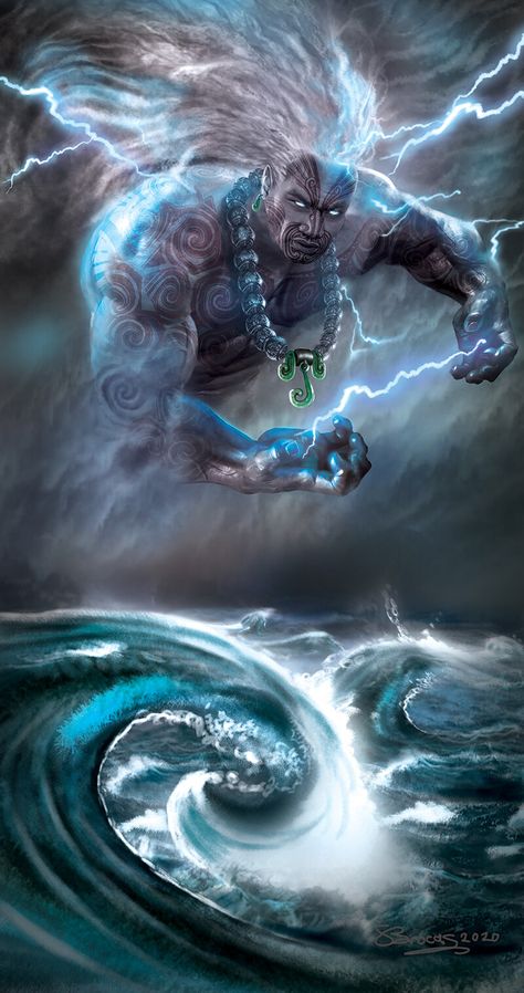 ArtStation - Tāwhirimātea Maori God of Storms-Ocean, Shannon Brocas Island Warrior Art, Maori Warrior Fantasy Art, Polynesian Gods, Polynesian Mythology, Maori Gods, Maori Mythology, Maori Legends, The Jinn, Polynesian Art