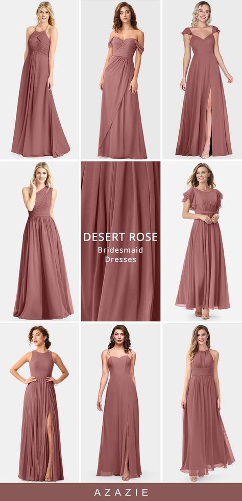 Bridesmaid Dresses Old Rose, Old Rose Bridesmaid Dress, Desert Rose Wedding Colors, Old Rose Gown, Bridesmaid Dresses Rose Gold, Wedding Entourage Gowns, Desert Rose Dress, Desert Rose Bridesmaid Dresses, Maid Of Honor Gown