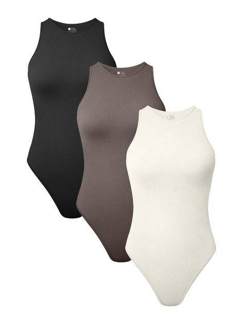 PRICES MAY VARY. Great stretchy fabric: 90% Nylon, 10% Spandex.Super soft and stretchy.Package content:3* Bodysuit Sexy Ribbed Racer Back Thong Bodysuits, flattering high neckline, sleeveless, racer back simple in design,don’t see through, Best womens, ladies and teen girl clothes. Knit Ribbed Seamless Design,gives you maximum freedom of movement. High elasticity and snap-button fastening at the bottom making this bodysuit very easy to wear. Simple but trendy for any occasion, such as beach , cl Mid Size Fashion, Women's Outfit Sets, Club Night, Bodysuit Fashion, Thanksgiving Gift, Women Outfits, Fashion Fits