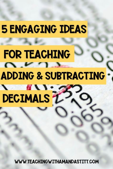 Are you teaching adding and subtracting decimals to your 5th grade students? Want to find some new ideas to engage them more while teaching this important skill? This blog post is just what you need. It is filled with 5 engaging strategies that will help your students learn and practice decimal skills. Discover hands-on activities, worksheets, word problems, centers, math projects, manipulatives, and more that can be used to engage your students and help their understanding of the concept. Fun Decimal Activities, Adding And Subtracting Decimals, Add Subtract Decimals, Adding And Subtracting Decimals Activity, Teaching Decimals, Adding Decimals, Subtracting Decimals, Teaching Place Values, Differentiation Math