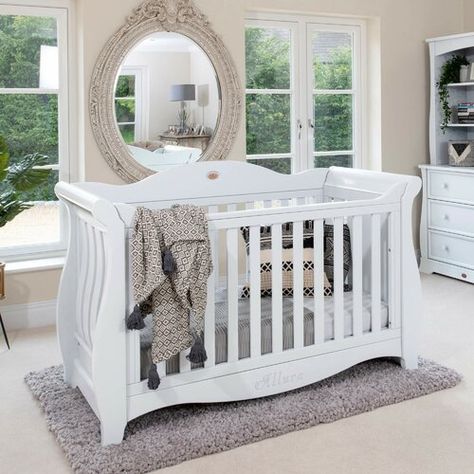 Luxurious Nursery, Sleigh Cot Bed, Sleigh Cot, Toddler Sofa, Cot Bed Mattress, Baby Changing Table, Bedroom Chest Of Drawers, Bedroom Chest, White Chests