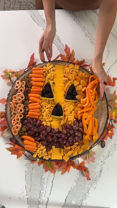 pumpkin cheese board, so good!🎃 | pumpkin, charcuterie | pumpkin cheese board, so good!🎃 Your friends will be blown away by this charcuterie board, in the shape of a pumpkin. So easy, and so festive. Produced... | By Wonder and Raw | Facebook Pumpkin Cheese Board, Pumpkin Snack Board, Pumpkin Shaped Charcuterie Board, Charcuterie Pumpkin, Harvest Preschool, Pumpkin Charcuterie Board, Pumpkin Charcuterie, Cheese Its, Board Recipes