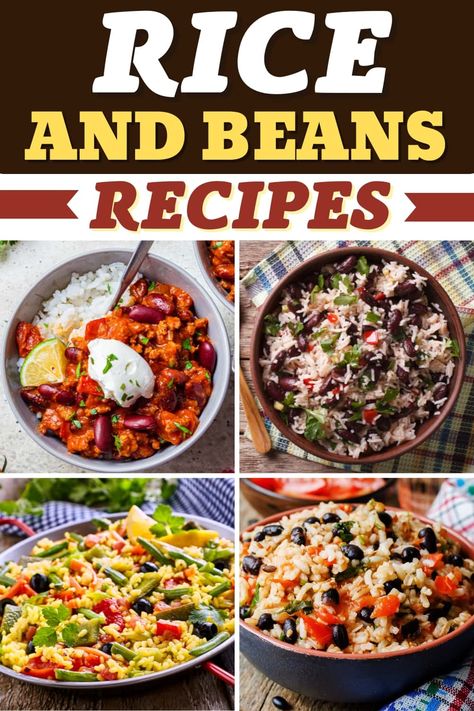 Believe it or not, these rice and beans recipes are so tasty and filling, they make terrific budget dinners. But, of course, they're also great as sides. Bean And Rice Recipes, Dinner Recipes With Rice, Easy Rice And Beans Recipe, Caribbean Rice And Beans, Recipes With Rice, Beans Recipe Healthy, Spanish Rice And Beans, Rice With Beans, Best Rice Recipe