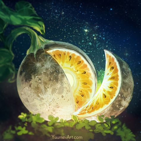 ArtStation - Moon Melon Fantasy Fruit Concept Art, Witch Inspiration, Magic Plants, Fantasy Plants, Yuumei Art, Desain Pantry, 귀여운 음식 그림, Food Illustration Art, Food Fantasy