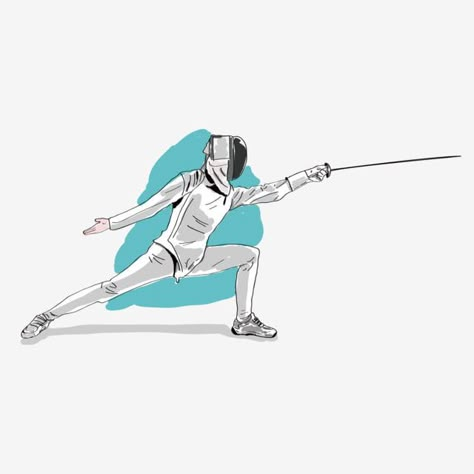 Fencing Drawing Poses, Fencing Sport Drawing, Fencing Poses Drawing, Fencing Sport Art, Fencing Anime, Fencing Drawing, Fencing Game, Fencing Illustration, Fencing Aesthetic