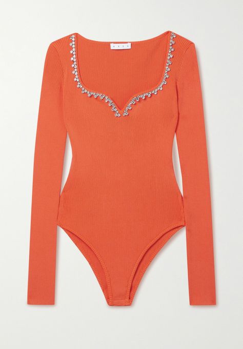 Orange Closet, Orange Clothes, Orange Bodysuit, Bow Crop Tops, Bodysuit Tops, Glamour Style, Orange Outfit, Baggy Clothes, Orange Crystals