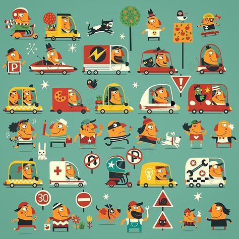 Steve Simpson (@stevesimpson) • Instagram photos and videos Steve Simpson, Naive Illustration, Rush Hour, Affinity Designer, Arts And Crafts Movement, Menu Design, Creative Inspiration, Cartoon Art, Instagram Account