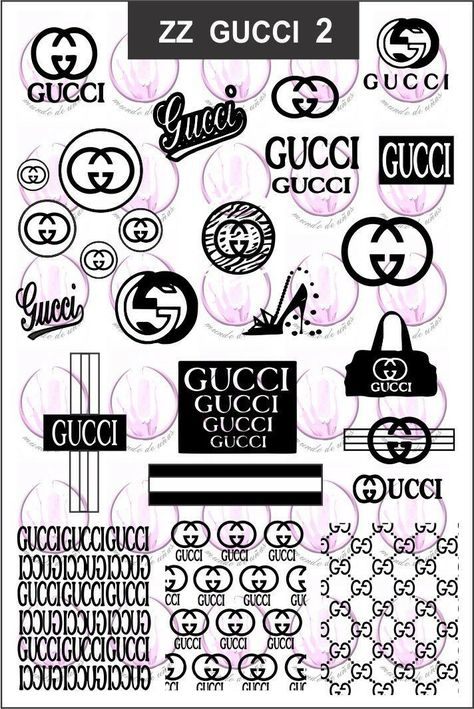 Gucci Tattoo, Chanel Stickers, Skull Tattoo Flowers, Type Tattoo, Nail Art Products, Nail Art Stamping, Gucci Logo, Nail Stamping Plates, Tattoo Flash Art