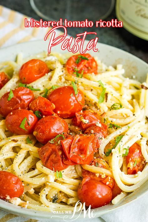 Blistered Tomato Pasta, Tomato Ricotta Pasta, October Dinner, Ricotta Pasta Recipes, Tomato Pasta Recipe, Whipped Ricotta, Slow Cooker Meatballs, Ricotta Pasta, Feta Pasta