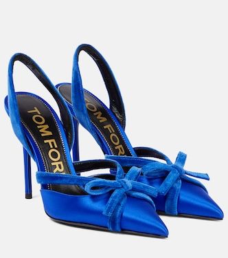 Designer Shoes for Women | Shop at Mytheresa Luxury High Heels, Designer Pumps, Blue Pumps, Velvet Bow, Evening Shoes, Slingback Pump, Luxury Shoes, Tom Ford, Trending Shoes