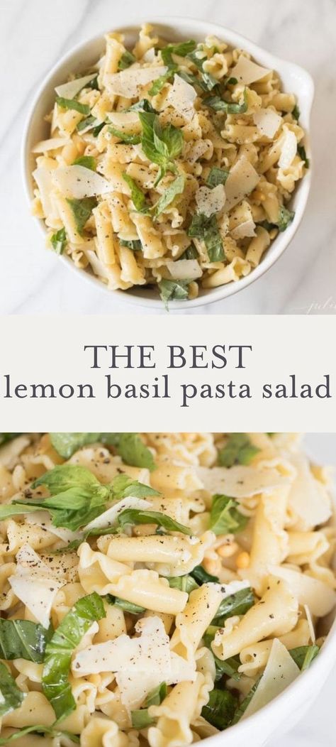 Lemon Basil Pasta Salad, Lemon Pasta Salad, Lemon Pasta Salads, Lemon Basil Pasta, Basil Pasta Salad, Summer Pasta Salad Recipes, Classic Pasta Salad, Basil Recipes, Basil Pasta