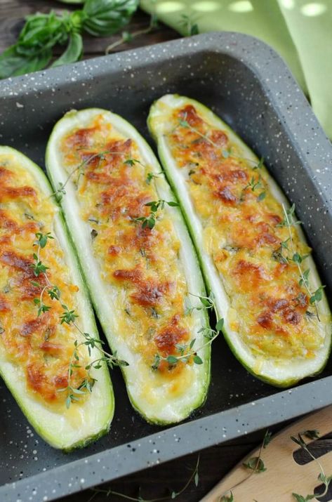 Herby Stuffed Courgettes Recipe - Cook.me Recipes Stuffed Courgette Recipe, Baked Zucchini Boats, Stuffed Courgette, Courgette Recipes, Unique Side Dishes, Zucchini Gratin, Stuffed Zucchini Boats, Bread Stuffing, Yellow Squash Recipes