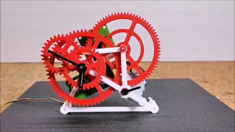 Gear Train, Diy Arduino, Gear Clock, 3d Printed Objects, Analog Clock, Stepper Motor, Clock Design, Arduino, Beautiful Things