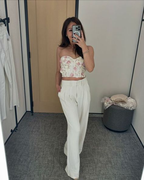 Kelly Su | Fashion Designer on Instagram: "Which outfit do you prefer, Bustier Top with Pants or Skirt?? I have one left of the Floral Bustier 🌸🌺 now available @camiandtank 

#custommade #customdesign #customfashion" Luxury Bustier Camisole With Delicate Straps, Luxury Bustier Crop Top For Night Out, Luxury Bustier Crop Top For Women, Flower Bustier Top, Luxury Bustier Camisole With Built-in Bra, Floral Bustier, Tank Design, Bustier Top, Cami Tanks