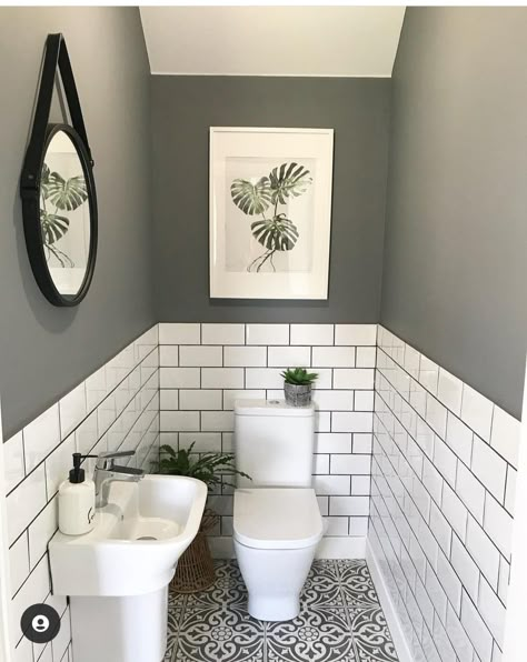 Small Downstairs Toilet, Small Bathroom Inspiration, Toilet Room Decor, Coloured Grout, Small Toilet Room, Downstairs Loo, Bathroom Remodel Pictures, Downstairs Toilet, Toilet Room