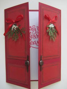 The Paper Collage: Christmas Door Card                                                                                                                                                      More Winter Karten, Door Card, Christmas Card Ideas, Homemade Birthday Cards, Beautiful Christmas Cards, Window Cards, Homemade Christmas Cards, Diy Christmas Cards, Christmas Cards To Make