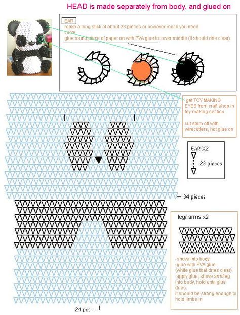 https://flic.kr/p/8RBnQC | 3D origami panda diagram | designed by Jaxster, remade by eye, & drawn diagram, by me, Julia Diy Origami Box, Panda Valentines, Origami Panda, 3d Origami Tutorial, Origami Star Box, Diy Outfits, Origami Diagrams, Origami For Beginners, Origami Dragon