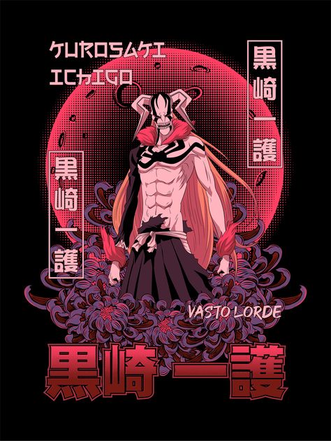 Ichigo Kurosaki Hollow T-Shirt Ichigo Tshirt Design, Bleach Graphic Design, Anime T Shirt Design Ideas, Tshirt Artwork, Anime Streetwear, Japanese Tshirt, Galaxy Wallpaper Iphone, Creative T Shirt Design, Geek Tattoo