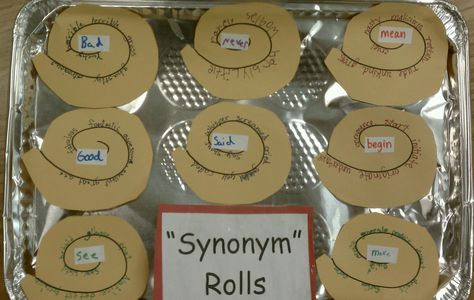 synonym rolls--oh my goodness I love this! Could bake actual cinnamon rolls to conclude the lesson. Synonym Rolls, Teachers Corner, Teaching Language Arts, Teaching Ela, Classroom Language, Teaching Literacy, Reading Classroom, Creative Classroom, Classroom Fun