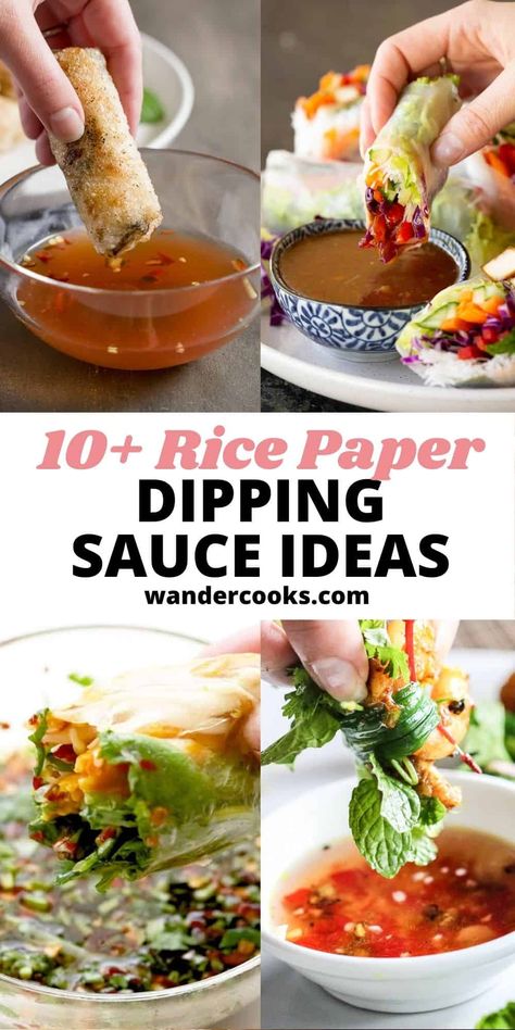 Rice Paper Dipping Sauce, Thai Rice Wrap Spring Rolls, Rice Paper Rolls Dipping Sauce Recipes, Rice Paper Rolls Sauce, Dipping Sauce For Rice Paper Rolls, Rice Paper Lunch Ideas, Wraps With Rice Paper, Fruit Spring Rolls Rice Paper, Easy Rice Paper Rolls