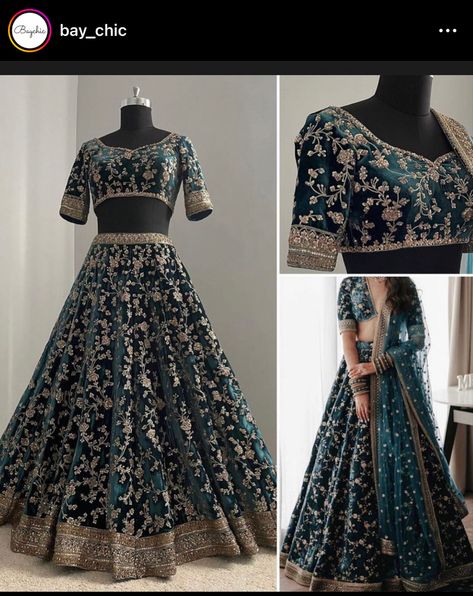 Dark Blue Velvet Lehenga, Desi Lehenga, Wedding Dresses Garden, Lengha Dress, Wedding Dresses Fit, Navy Blue Lehenga, Fashionable Saree, Desi Fits, Simple Lehenga