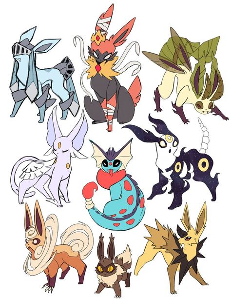 Eeveelutions Fanmade, Pokemon Fanmade, Mino Monsters, Disney Pokemon, Fanmade Pokemon, Pokemon Tumblr, Pokemon Eevee Evolutions, Pokemon Poster, Pokemon Breeds