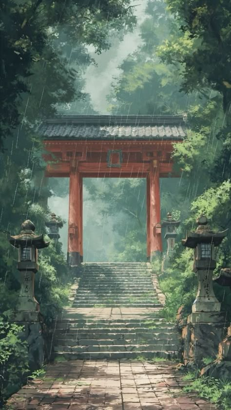 Asian Nature, Environmental Concept Art, Concept Art Environment, Japan Wall Art, Japanese Forest, Samurai Artwork, Art Environment, Dreamy Artwork, Traditional Ink