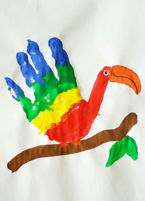 Papagei | Toddler arts and crafts, Shell crafts diy, Preschool crafts Hand Print Animals, Parrot Craft, Diy Preschool, Toddler Arts And Crafts, Shell Crafts Diy, Preschool Arts And Crafts, Handprint Craft, Animal Crafts For Kids, Handprint Crafts