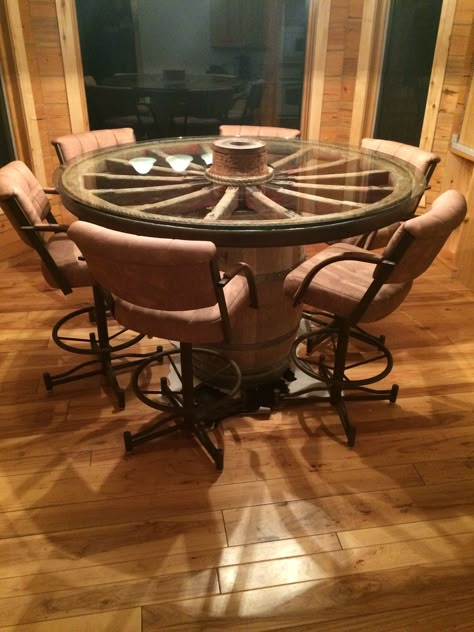 Wagon Wheel Table, Wagon Wheel Decor, Barrel Decor, Barrel Table, Wheel Decor, Barrel Furniture, Creative Furniture, Wagon Wheel, Western Decor