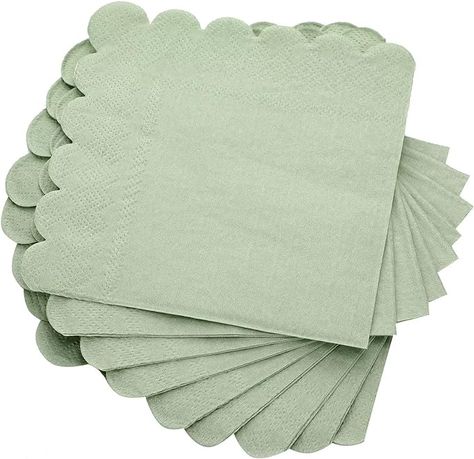 Amazon.com: 100 Pcs Scalloped Edged Cocktail Napkins Sage Green Square 3 Ply Paper Napkins Disposable Scalloped Napkins for Birthday Wedding Party, 5 x 5 Inch Folded : Home & Kitchen Green Napkins, Celadon Green, Green Square, Green Paper, Square Table, Table Napkins, Wedding Napkins, Square Tables, Cocktail Napkins