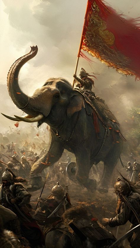 Elephant Warrior, Neoclassical Painting, Battle Field, Warrior Concept Art, Indian History Facts, Warriors Wallpaper, Beautiful Art Paintings, Hinduism Art, Vedic Art