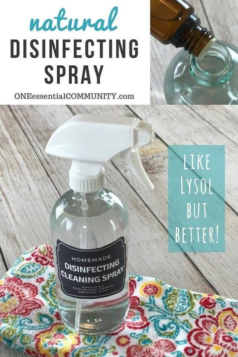 Homemade "Lysol" Disinfecting Cleaning Spray - One Essential Community Essential Oil Cleaner, Disinfecting Spray, Diy Cleaning Spray, All Natural Cleaning Products, Clean Hacks, Natural Disinfectant, Essential Oils Cleaning, Disinfectant Spray, Diy Sprays