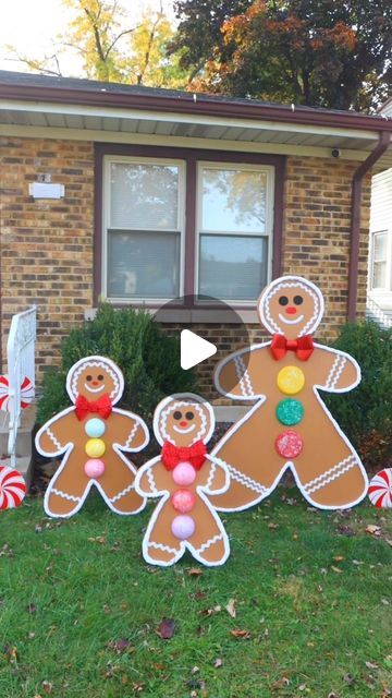 Bargain Bethany, Outside Christmas Decor, Gingerbread Man Decorations, Diy Yard Decor, Ginger Bread House Diy, Outside Christmas Decorations, Gingerbread Diy, Gingerbread Christmas Decor, Gingerbread House Decorations