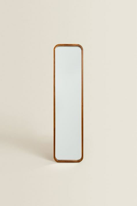 WOODEN MIRROR WITH STAND - Brown | ZARA United States Mirror Decor Ideas, Long Mirror, Tall Mirror, Full Mirror, Ceiling Lamp Shades, Wooden Mirror, Living Room Mirrors, Standing Mirror, Bedroom Mirror