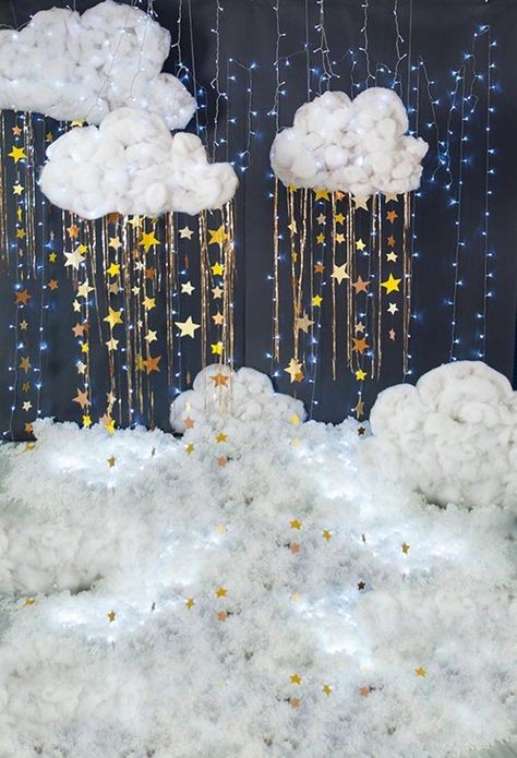 Vinyl Party, Clouds Light, Backdrops Kids, Cloud Decoration, Party Photo Backdrop, Vinyl Photography, Rainbow Balloons, Baby Shower Photos, Party Photography