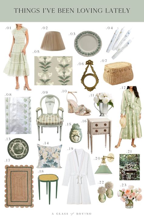 green-mood-board-things-ive-been-loving-lately-interior-design-fashion-lifestyle Grandmillenial Style Interiors, Millennial Design, Granny Chic Decor, Gracie Wallpaper, Grand Millennial Decor, Grandmillenial Style, Grand Millennial Style, Picture Molding, Grand Millennial