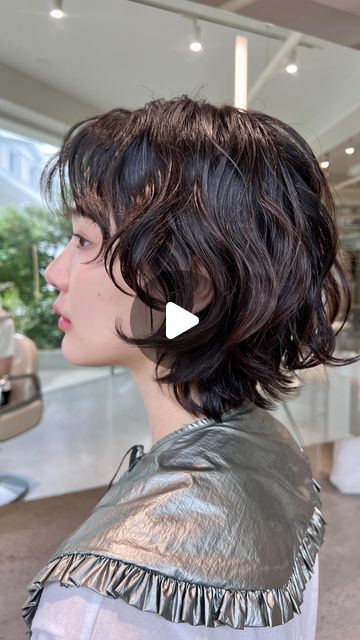 Asian Shaggy Bob, Permed Short Hair, Perm On Short Hair, Layered Perm, Layered Short Haircut, Short Hair Perm, Perm Short Hair Girl, Perm Short Hair, Ark Workshop