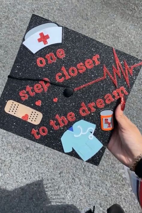 20 Nursing Graduation Caps That Will Inspire You - Its Claudia G Nursing High School Graduation Cap, Nurse Graduation Cap Designs Diy, Graduation Cap Designs Kinesiology, High School Graduation Cap Designs Future Nurse, Graduation Nursing Cap Designs, Cap Ideas For Graduation Nursing, Next Stop Nursing School Graduation Cap, Cap Decoration Graduation Nurse, High School Graduation Cap Designs Nursing