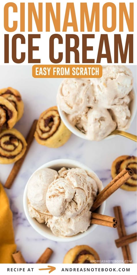 No Egg Ice Cream Recipe, Cinnamon Ice Cream Recipe, Egg Ice Cream, Mexican Ice Cream, Ice Cream From Scratch, Homemade Ice Cream Maker, Homemade Ice Cream Recipes Machine, Churro Ice Cream, Dessert Business