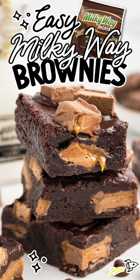 Milky Way Brownies Milky Way Brownies, Milky Way Candy, Food Polls, Gourmet Brownies, German Chocolate Brownies, Brownie Desserts Recipes, Homemade Brownie, Layer Bars, Gooey Caramel