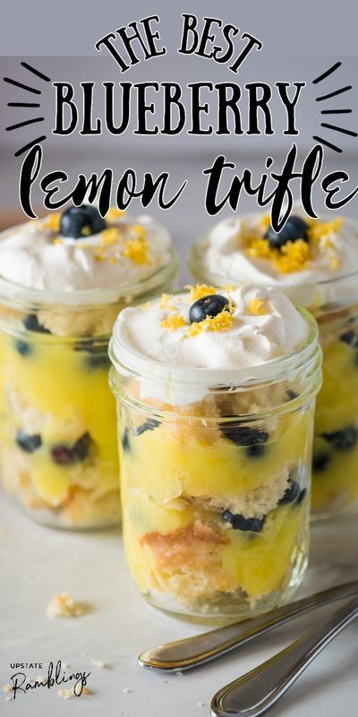 Lemon Blueberry Parfait, Lemon Blueberry Trifle, Mini Lemon Bundt Cakes, Blueberry Parfait, Mason Jar Desserts Recipes, Lemon Trifle, Blueberry Trifle, Lemon Bundt Cake Recipe, Jar Desserts